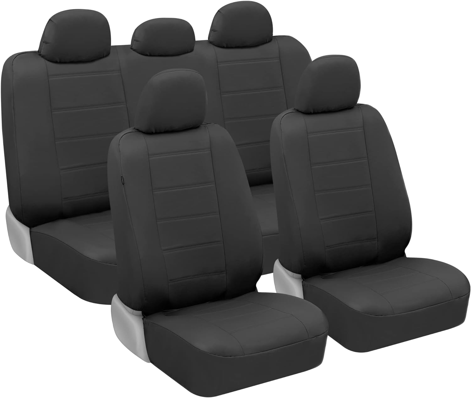 Juego completo de fundas de asiento de cuero sintético negro,