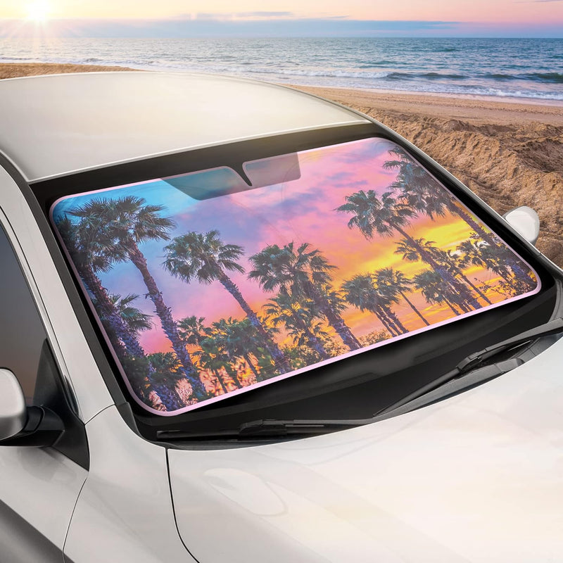 Sunset palm trees sunshade