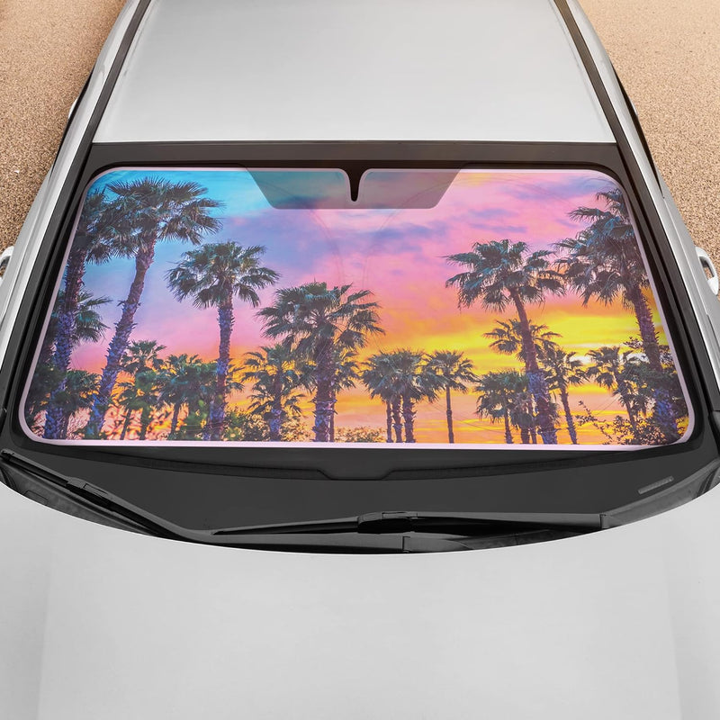 Sunset palm trees sunshade