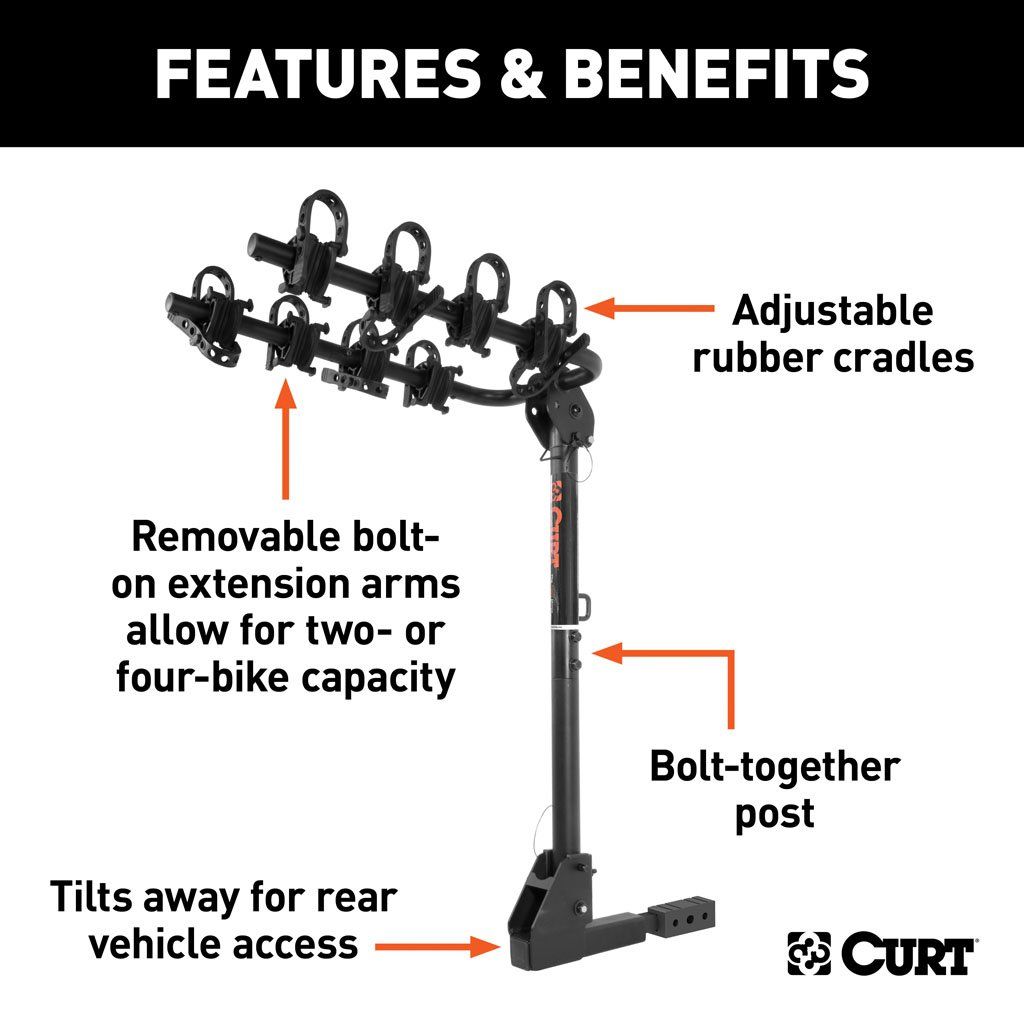 Soporte extendible para bicicletas  - (2 O 4 Bicicletas, Vástago de 1-1 / 4 "O 2")